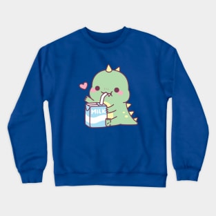 Cute Little Dino Loves Milk Crewneck Sweatshirt